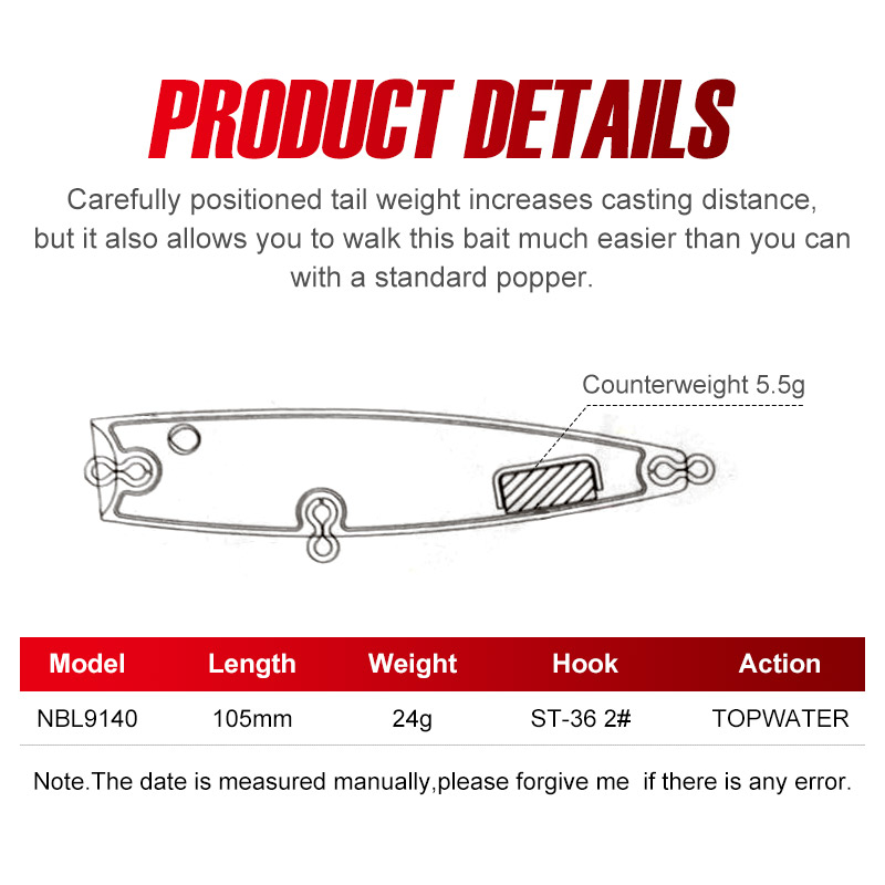 Noeby Popper Fishing Lure 105m – обзор и цена Fishing Lure Buzzbait