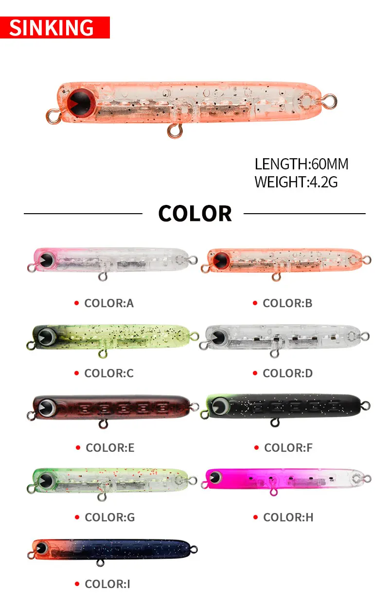6cm 4.8g Slow Sinking Pencil F – обзор и цена Fishing Lure Jerkbait